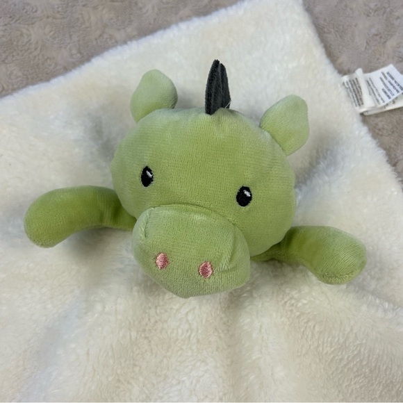 DTU Inc Dinosaur Lovey Baby Security Blanket Green Cream Off White Dragon 158870 - Picture 3 of 5